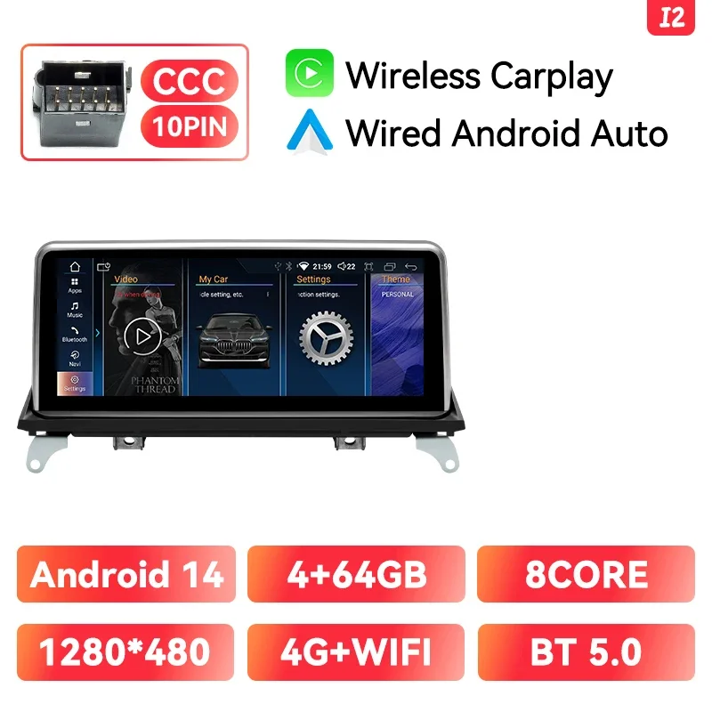 Draadloze Carplay Andorid 14 Auto Auto Radio Speler Voor Bmw X5 E 70X6 E71 F16 2007-2014 Ccc Cic Multimedia Gps 4G Wifi Autoradio
