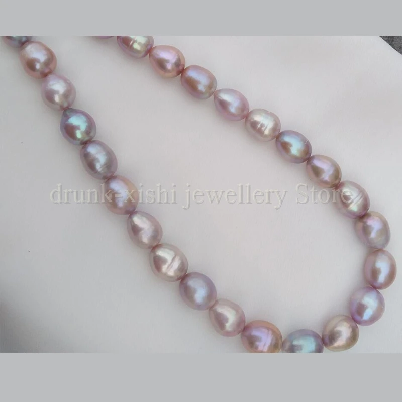 

HOT Colorful Overtone Huge 10-12mm Natural South Sea Purple Pearl Necklace 18inch 45cm