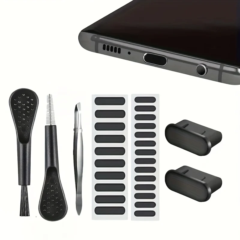 

29pcs Phone Cleaning Kit, Include Type-C Port Dust Plug, Keyboard Cleaner, Speaker Mesh Guard, Phone Maintenance Accessories Set