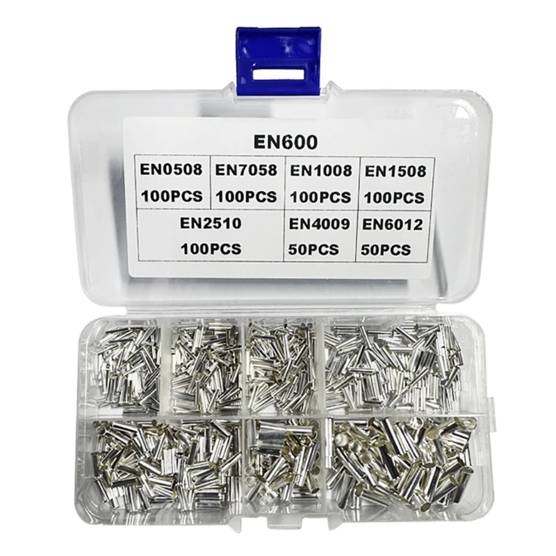 600pcs Wire End Ferrules Assortment Uninsulated Cable Sleeves Set Wire End Ferrules Set Mix Size for Wire Connection