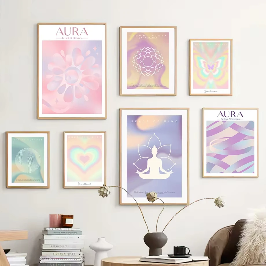 Halo Gradient Fashion Spirit Sacred Energy Mural Oil Painting Danish Pink Poster Printing Images Living Room Home Decoration