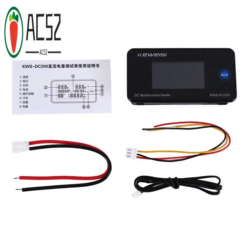 AC52-KEWEISI DC 0-200V Voltmeter Ammeter KWS Power Energy Meter LED Digital DC Wattmeter Electric Meter