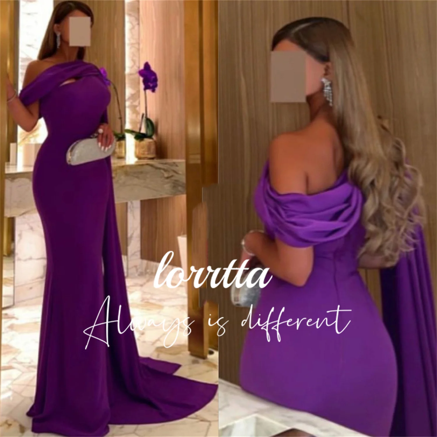 

Lorrtta Vintage Long One Shoulder Purple Ball Gown Mermaid Matte Satin Evening Gown Party Dress فساتين للحفلات الراقصة السهرة