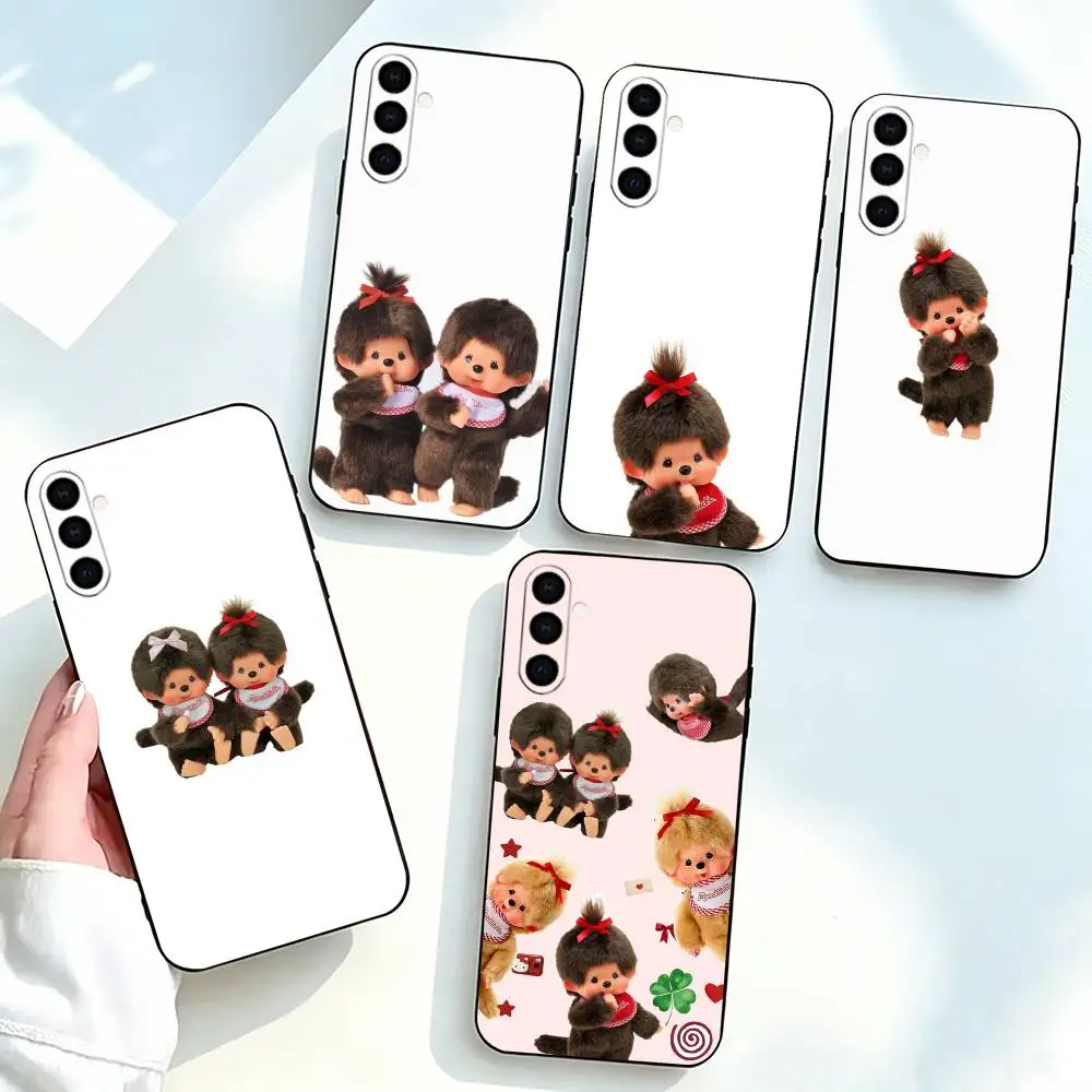 Cute monchhichis-s Phone Case Black Silicone Soft For Samsung Galaxy A73,A72,A71,A70,A53,A52,A51