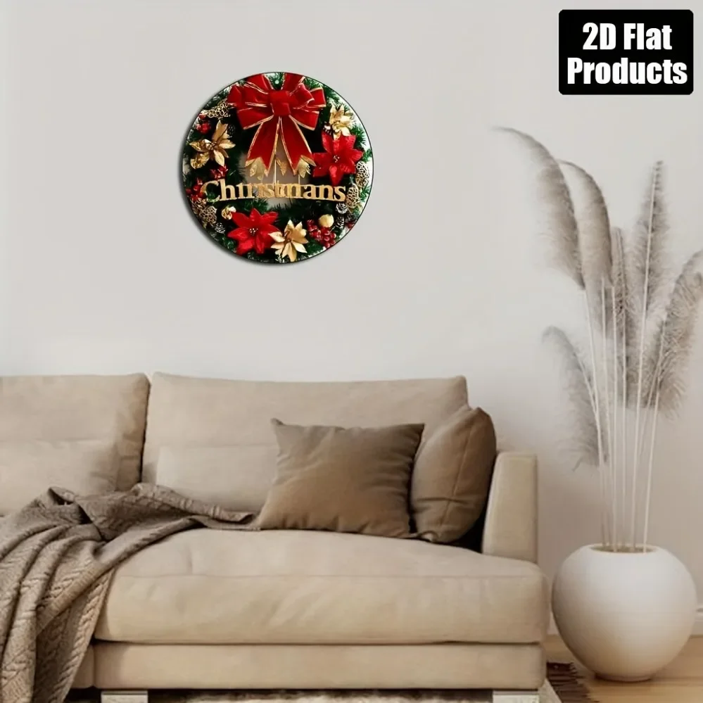 خمر إكليل معدني عيد الميلاد جدار ديكور 8x8 بوصة البونسيتة عطلة ديكور المنزل الألومنيوم في الهواء الطلق داخلي دائم #4