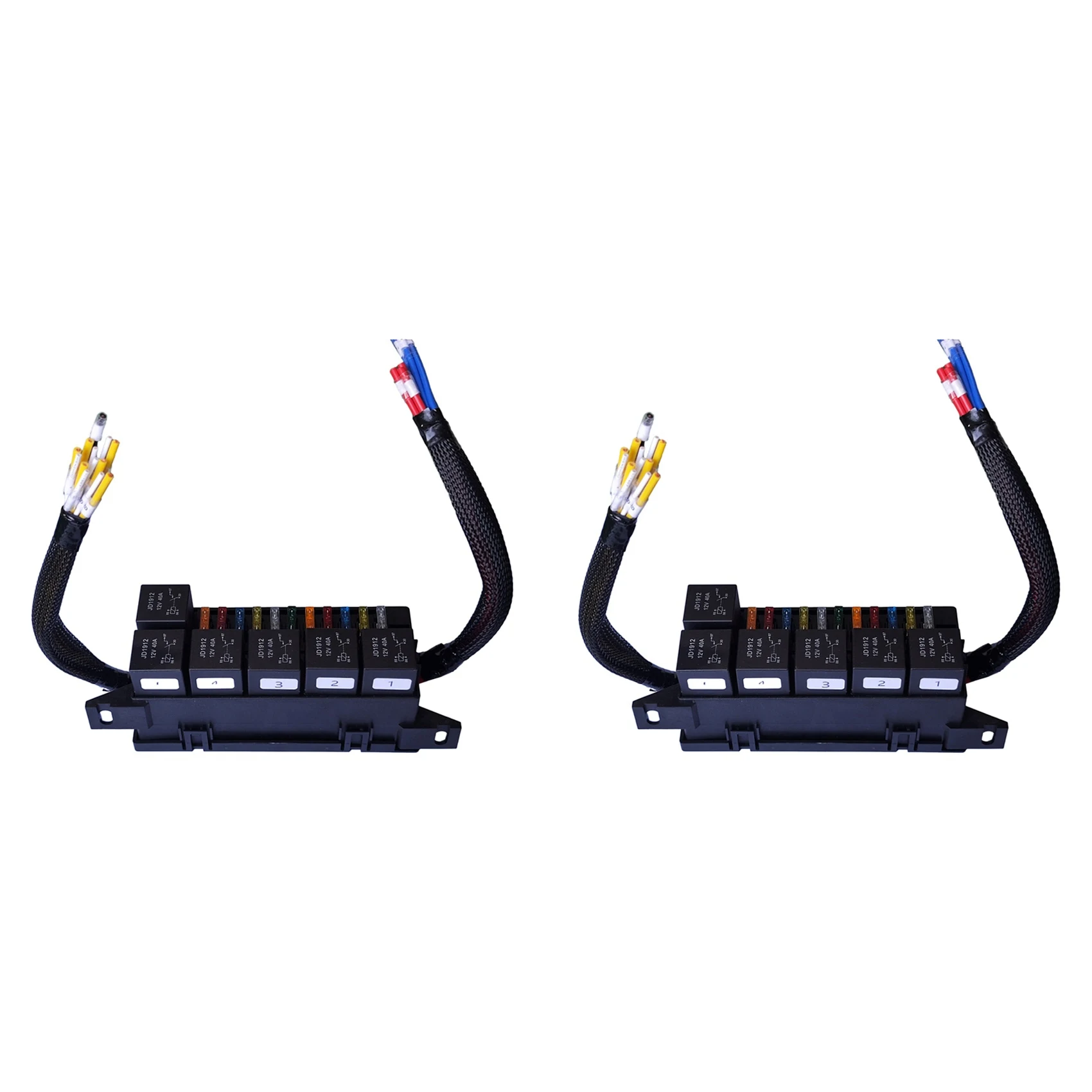 

2X Fuse Relay Box Pre-Wired Fuse And Relay Box With 6 Relays And 11 Way ATC/ATO Relay Fuse Box For Automotive, Marine