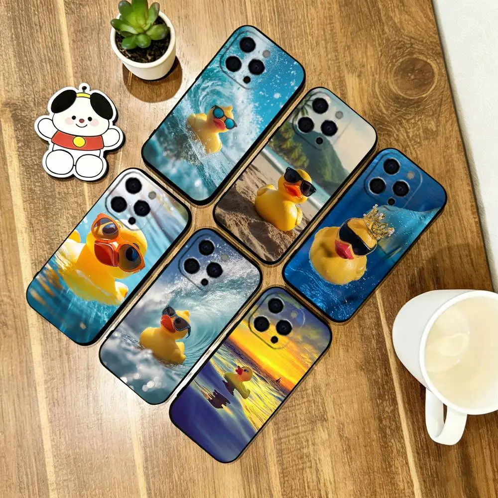 

Duckling Phone Case For iPhone 17,16,15,14,13,12,11 Plus,Pro Max,XS,Soft Silicone Black Cover