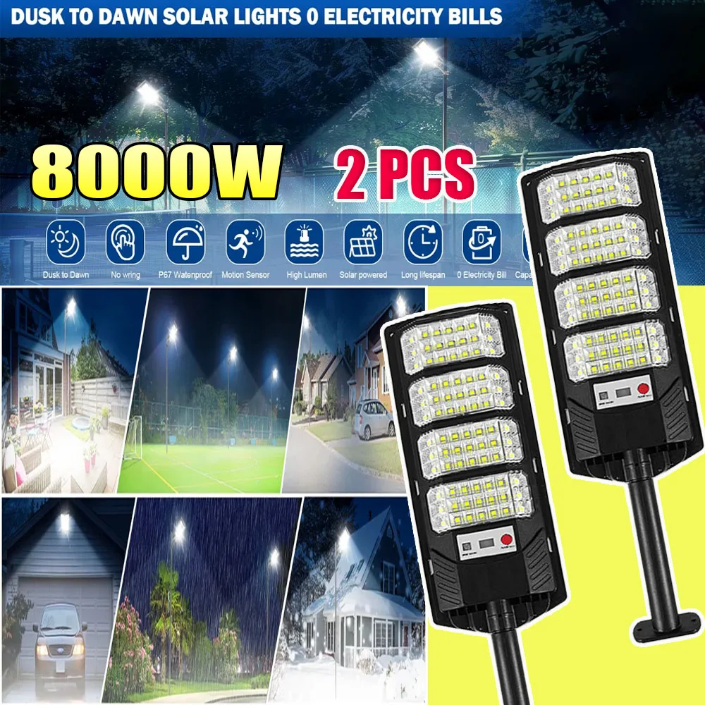 

8000W/5000W 1/2PCS Floodlight Solar Led Light Outdoor 800000LM Powerful Outdoor Motion Sensor Solar Lamp Garden Street Lamp