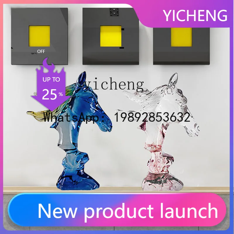 

XX transparent abstract animal ornament sika deer horse head floor sculpture artwork soft decoration