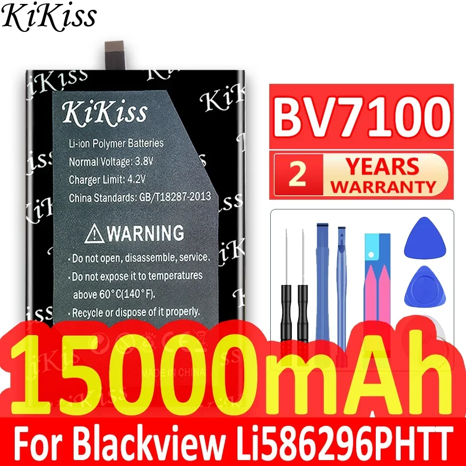 15000mAh KiKiss Powerful Battery BV7100 BV 7100 For Blackview Li586296PHTT Mobile Phone Batteries