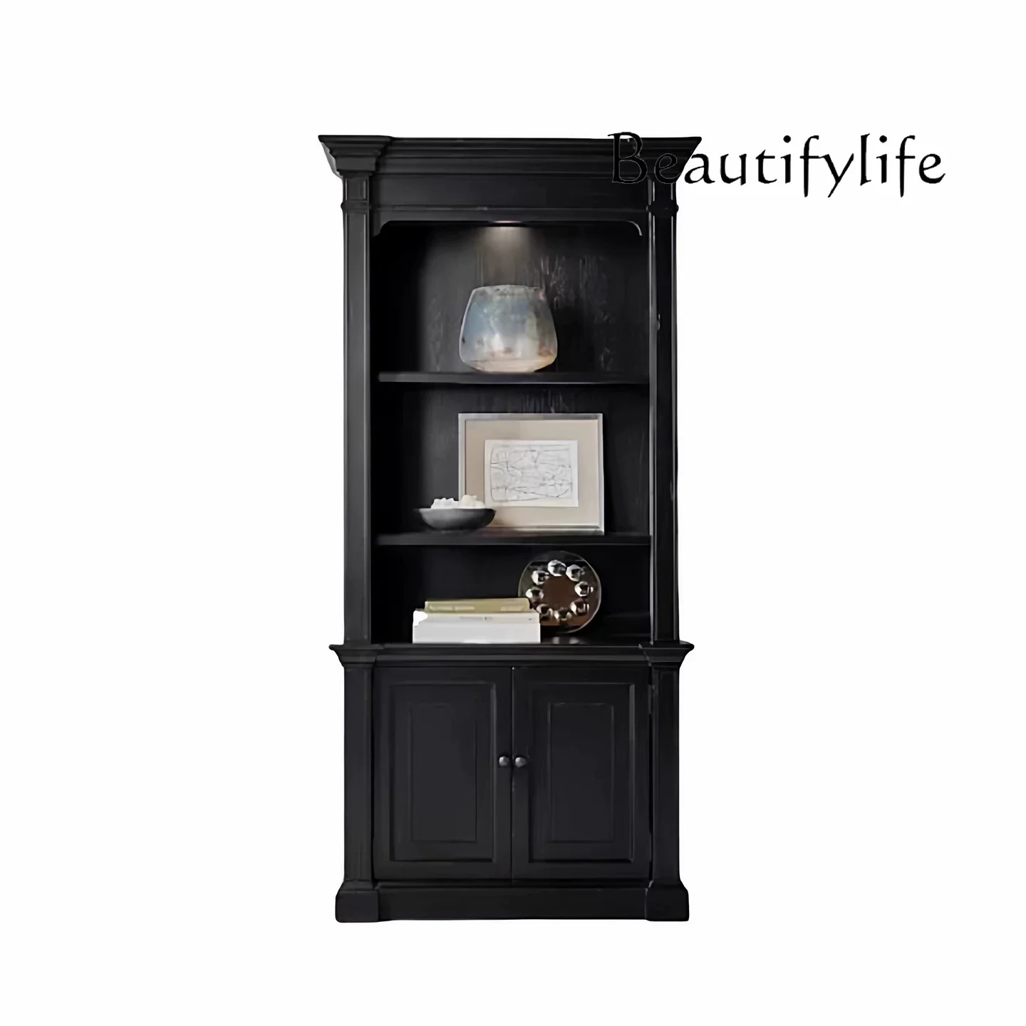 French retro bookcase, living room display, storage display, decorative wine cabinet, American multi-functional storage