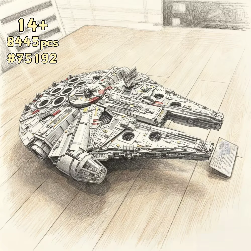 2026 Large Spaceship Model Building Blocks Collector Series Millennium Falcon Building Blocks Christmas and Birthday Gift
