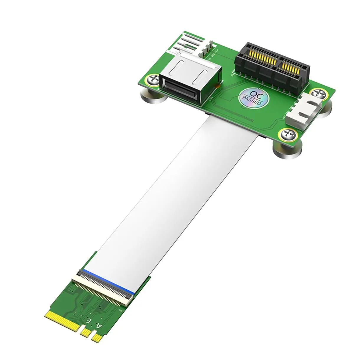 [VALUE PACK]NGFF M.2 Key A/E to PCI-E Express 1X +USB Riser Card with Shielding Aluminum Foil FPC Cable