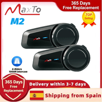 Maxto M2 Motorcycle Helmet Intercom Headset Bluetooth V5.0 for 6 Riders 1000M Waterproof Universal Pairing Function FM Radio MP3