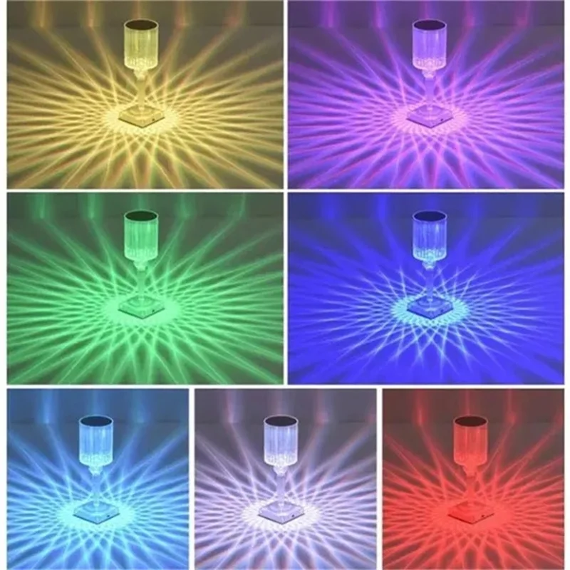 Crystal Table Lamp 3/16 Colors Usb Charging Touch Lamp Diamond Bedroom Atmosphere Lights LED Light Night For Home Xmas Decor