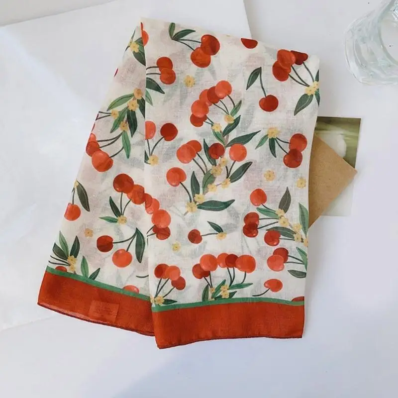 

A52E Fashion Cotton Scarf Summer Floral Design Comfortable Head Wrap For Outdoors