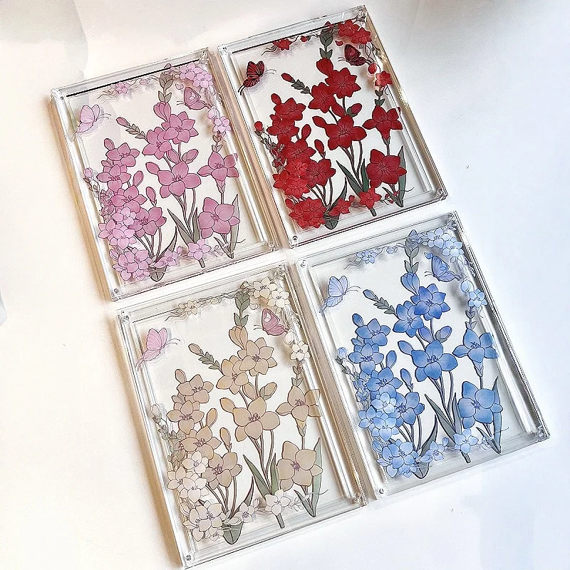 Among Flowers 6Inch Acrylic Photo Frame, Butterfly Patten Postcard Display Brick, for Anime Kpop Merch Shooting Layout Decor