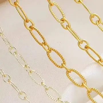 

14 К позолоченная овальная тисненая цепочка длиной O-цепочка с тиснением свободная цепочка DIY ожерелье браслет ювелирные аксессуары материал