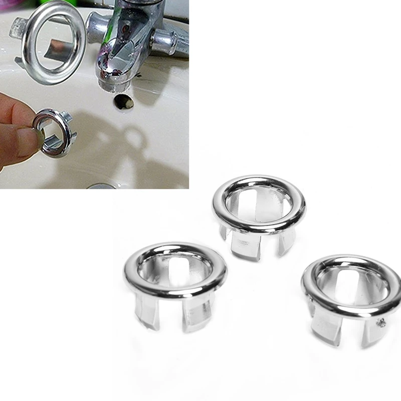 3 Anillo para lavabo de bañera, cubierta de desbordamiento, cubierta de lavabo de repuesto, anillo de desbordamiento para lavabo de cerámica para baño