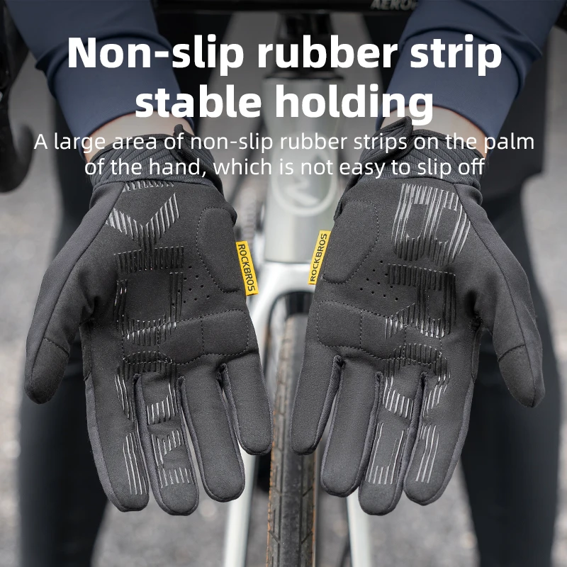 ROCKBROS Winter Glove Keep Warm Gloves Fleece Long Finger Touch screen Windproof  Cycling Gloves Sports Gloves