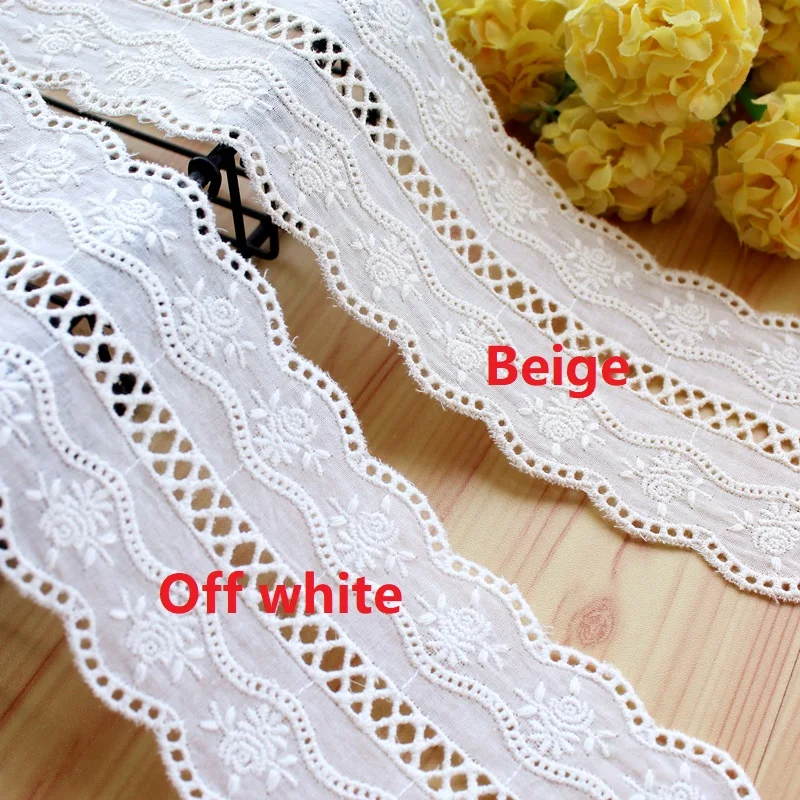 Doppelseitiger Baumwollstickerei-Blumen-Spitzenbesatz, 8 cm, 11 cm breit, DIY-Kleidungskleid, Heimtextilien-Zubehör, 2 Yard pro Los – Detail 1