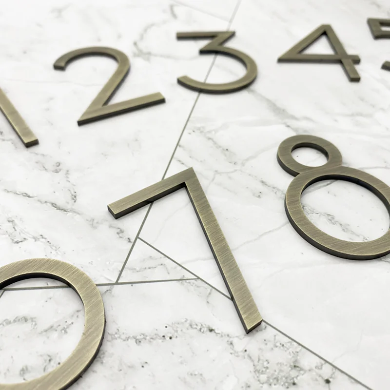 Stainless Steel Bronze DIY Arabic numerals Wall Sticker House Number Doorplate 6cm/8cm/10cm/12cm