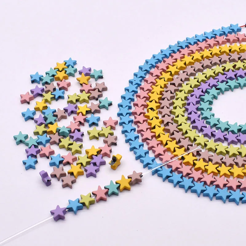 

6mm Natural Hematite Beads Macarone Color Loose Spacer Beads Five-pointed Star Beads for Jewelry Making Diy Bracelet
