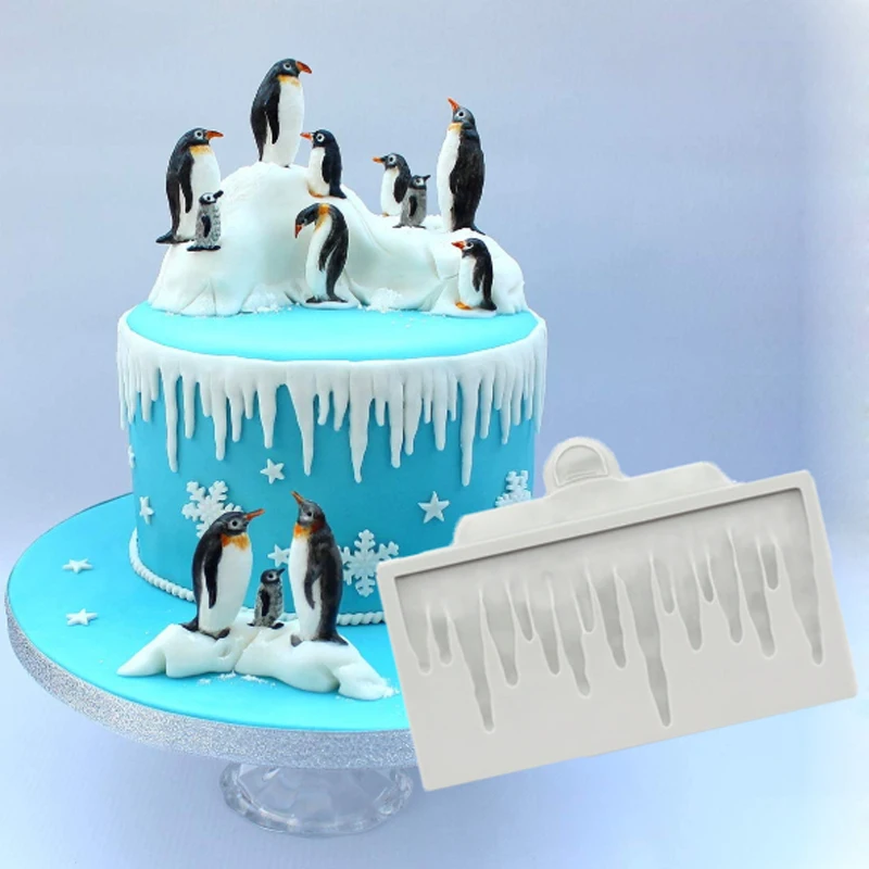 Glacier World Icicles Penguin,Polar Bear Silicone Mold Fondant Cake Decorating Mold Sugarcraft Chocolate Baking Tool Kitchenware