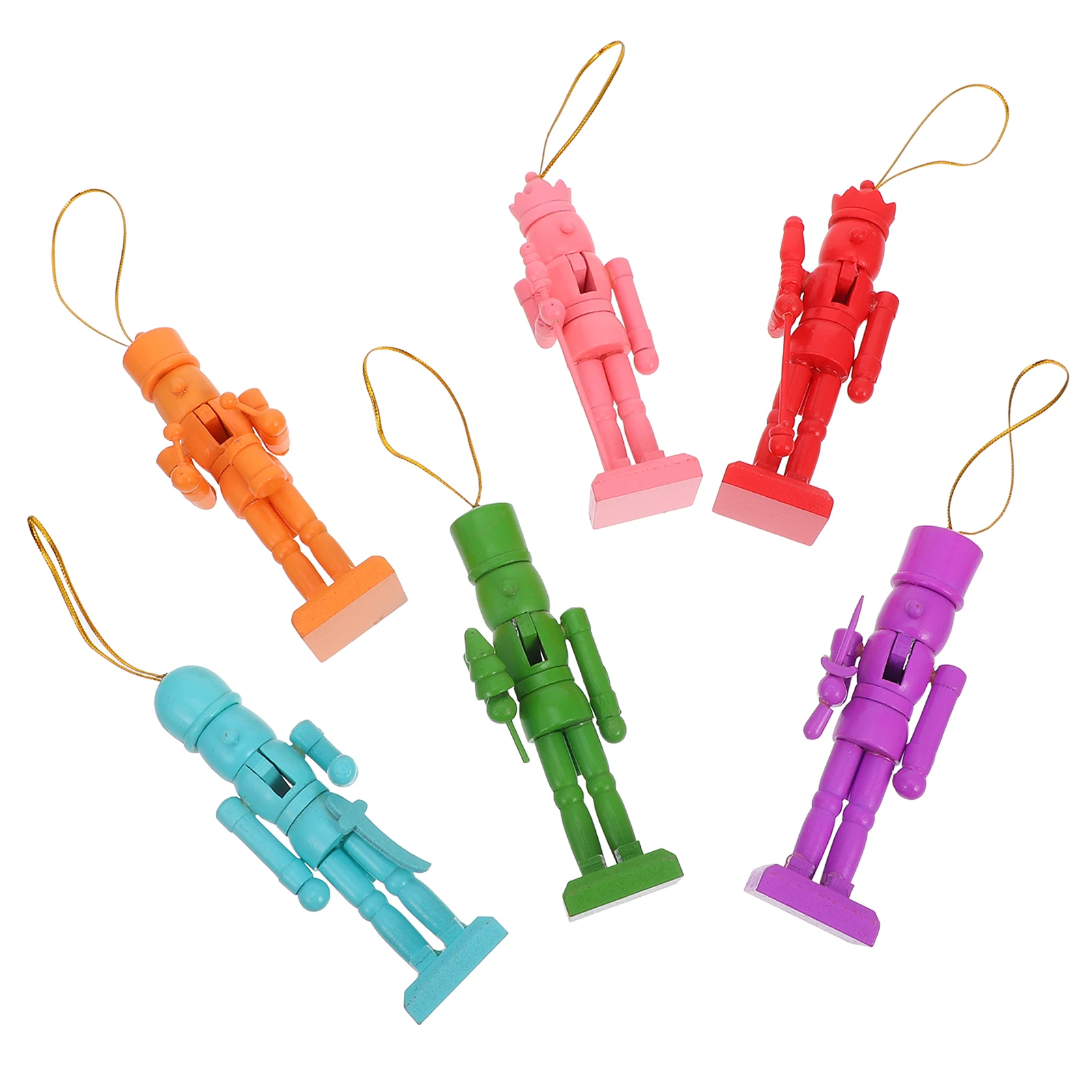 

6pcs Nutcracker Wooden naments 12cm Xmas Tree Hanging Decor Holiday Miniatures Christmas Xmas Scene Layout Supplies Scene Layout