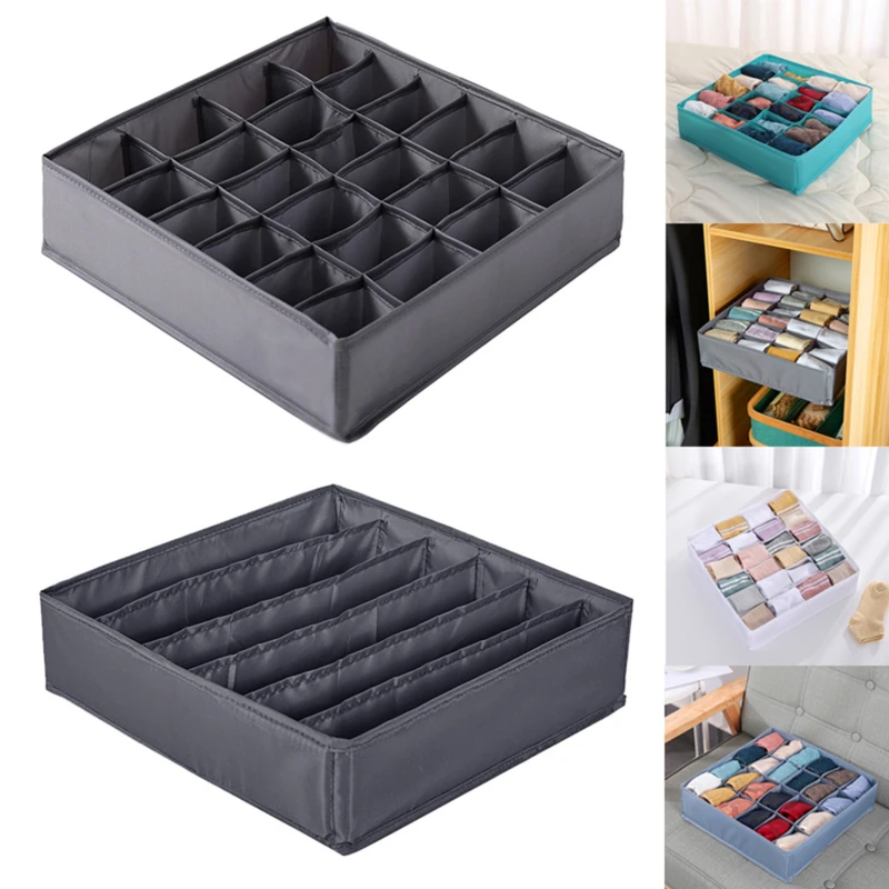 24 Grids Sock Storage Organizer Boxs Foldable Cabinet Drawer Organizers Clothes Closets Underwear Underpants Bra Storage Box