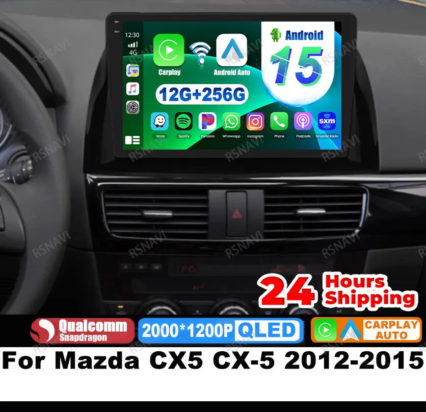 

Автомобильный радиоприемник Android 15 для Mazda CX5 CX-5 2012-2015, авторадио BT, стерео, беспроводной Carplay, авто DSP, мультимедийная навигация, DVD QLED