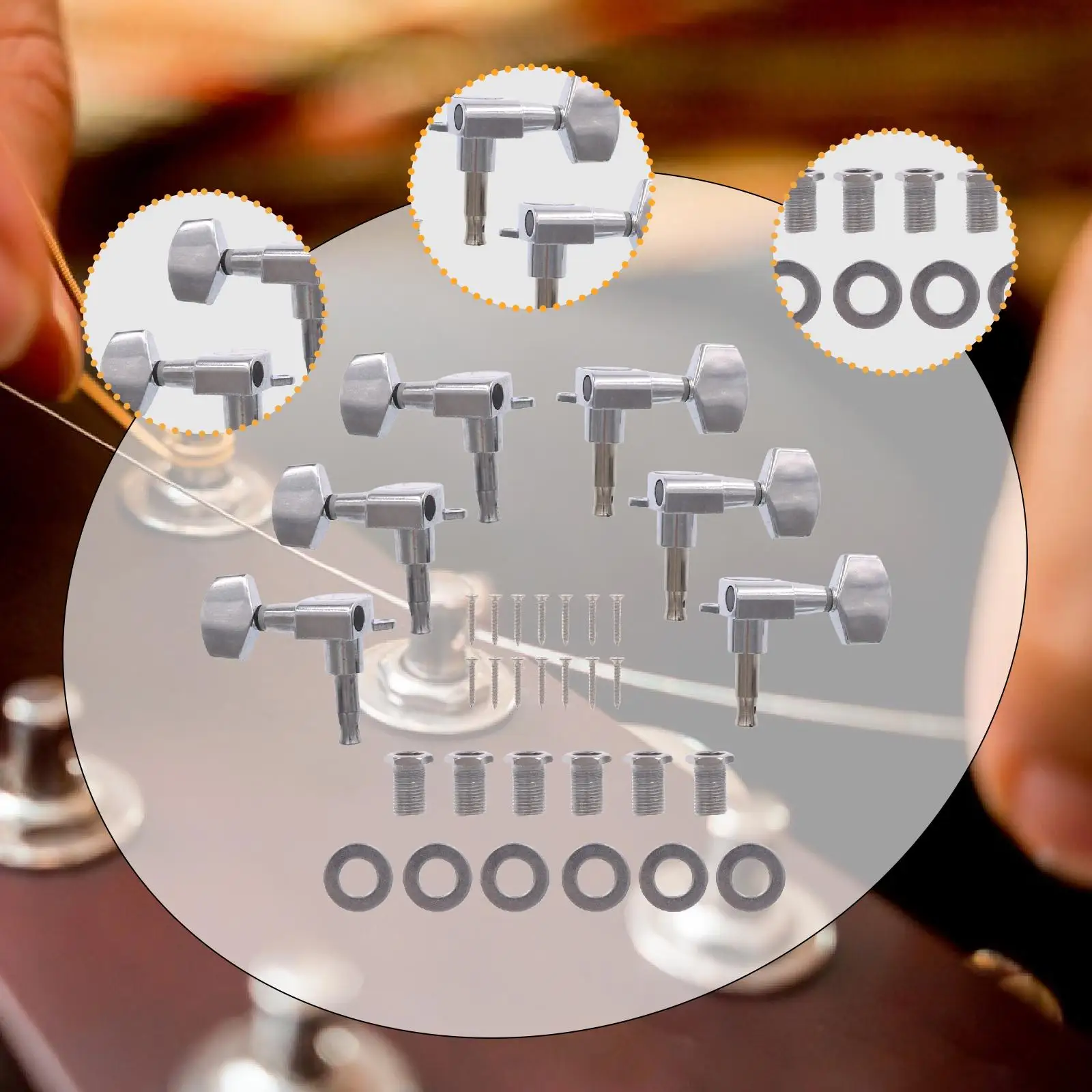 6 قطعة 3L3R أوتاد ضبط الجيتار مقابض ملحقات ضبط مفاتيح للجيتار #6