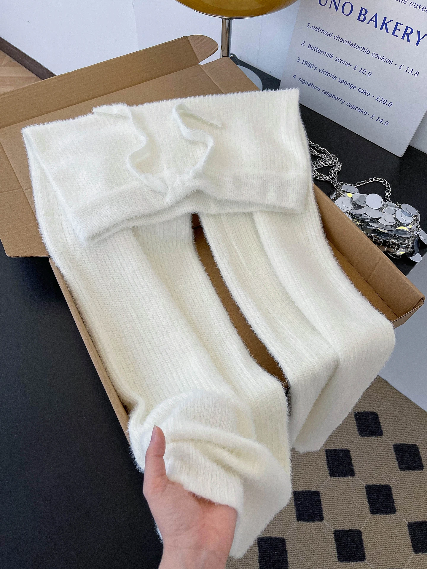 

Мягкие вязаные брюки из норки с широкими штанинами для женщин, осенне-зимние, с высокой талией, драпированные, пушистые, прямые, длинные, повседневные, для работы и отдыха