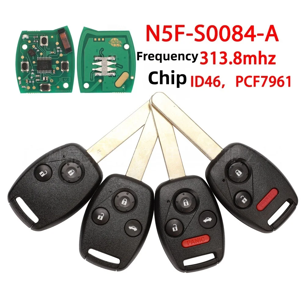 

N5F-S0084A для 2/3/4 ключа Honda Civic, пульт дистанционного управления, автомобильный ключ, чип ID46 313,8 МГц