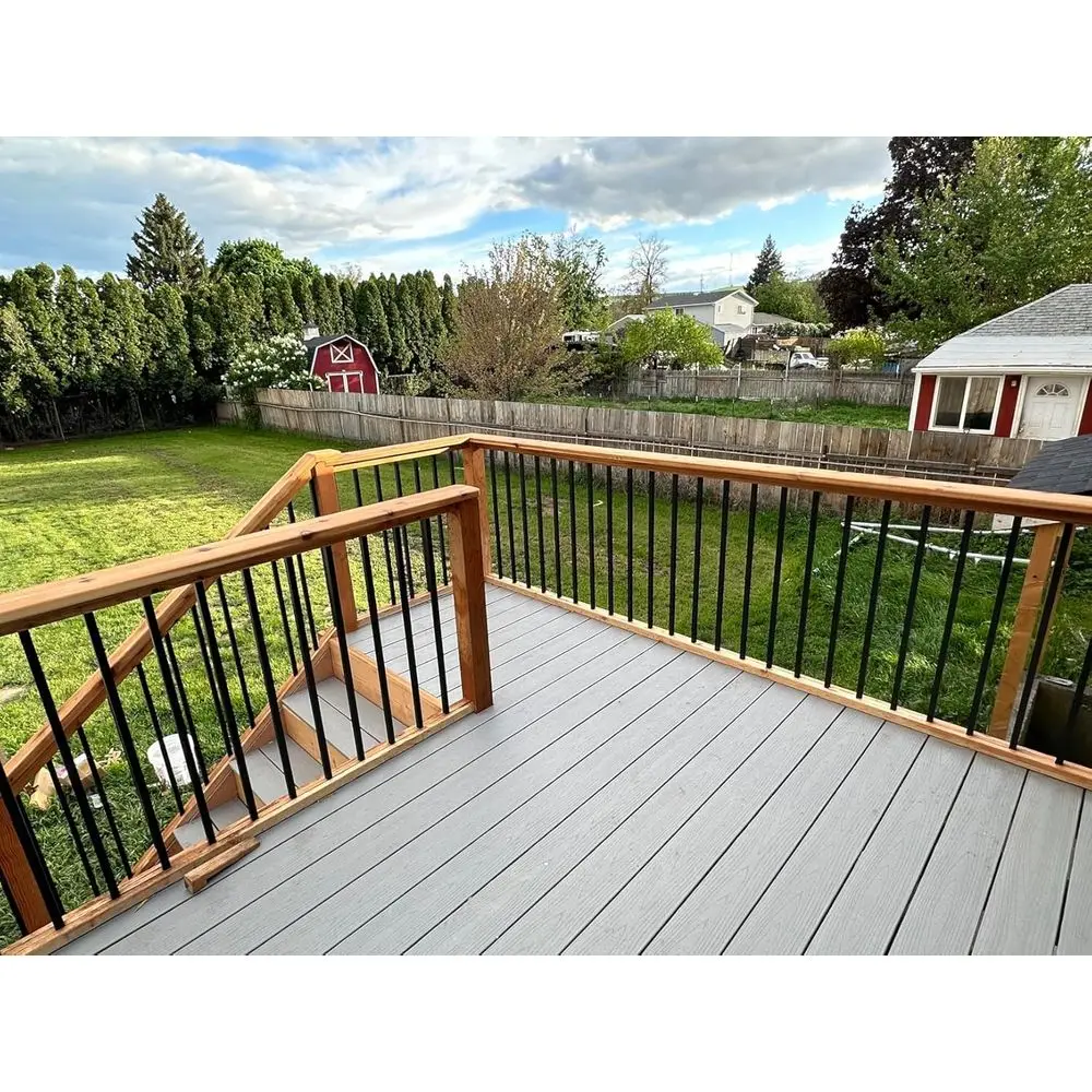 38 × 3/4 درابزينات ذات سطح معدني أسود مربع مجوف، 25 عبوة لدرابزين الدرج والشرفة