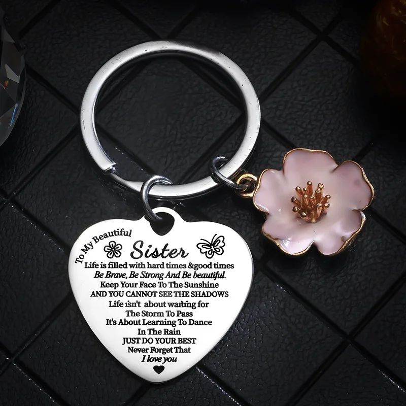 To My Beautiful Sister Keychain Gift Be Braver Be Stronger Be Beautiful Keychain Inspiration Gift Graduation Keyring Present