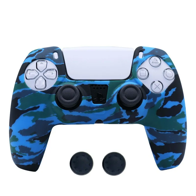 Silicone Anti-slip Anti-fall Skin Protective Cover Case For Playstation 5 PS5 Controller Accessories With Thumbstick grip cap