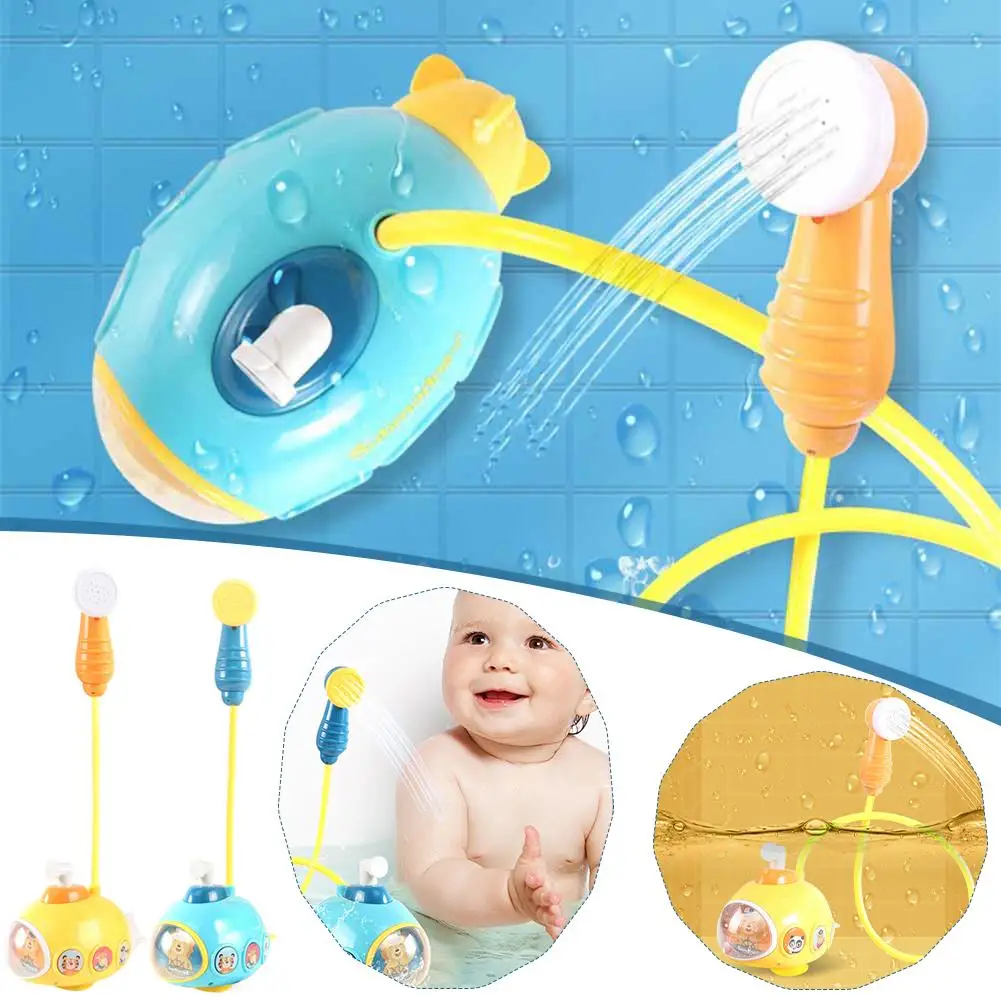 

ABS Electric Shower Head Baby Bath Toy Automatic Water Submarine Spraying All Waterproofing Round Gift Children Toy Cartoon Q0C5