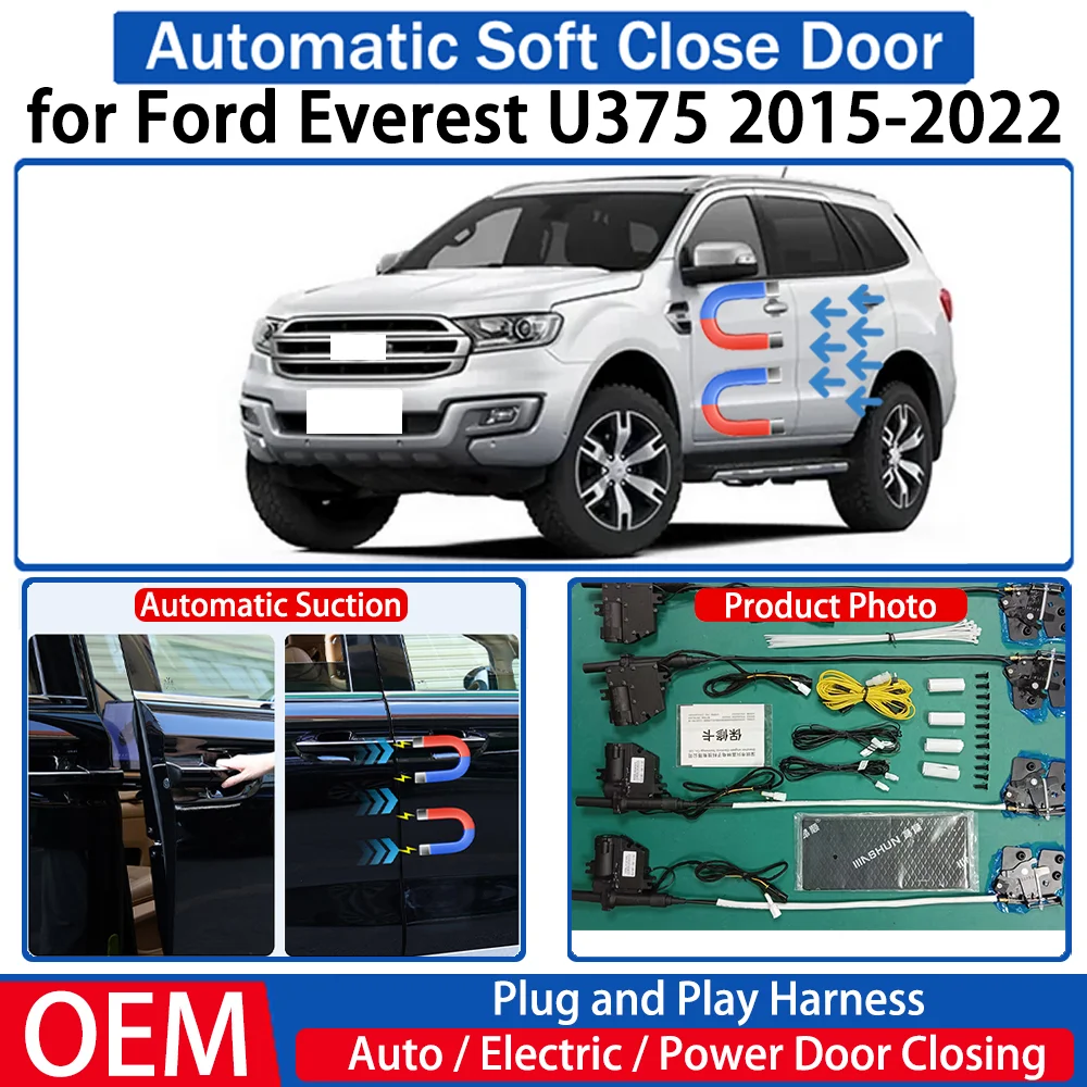 

ZJCGO for Ford Everest U375 2015-2022 Car Automatic Soft Close Door Electric Suction Kit Auto Power Closing System Plug＆play