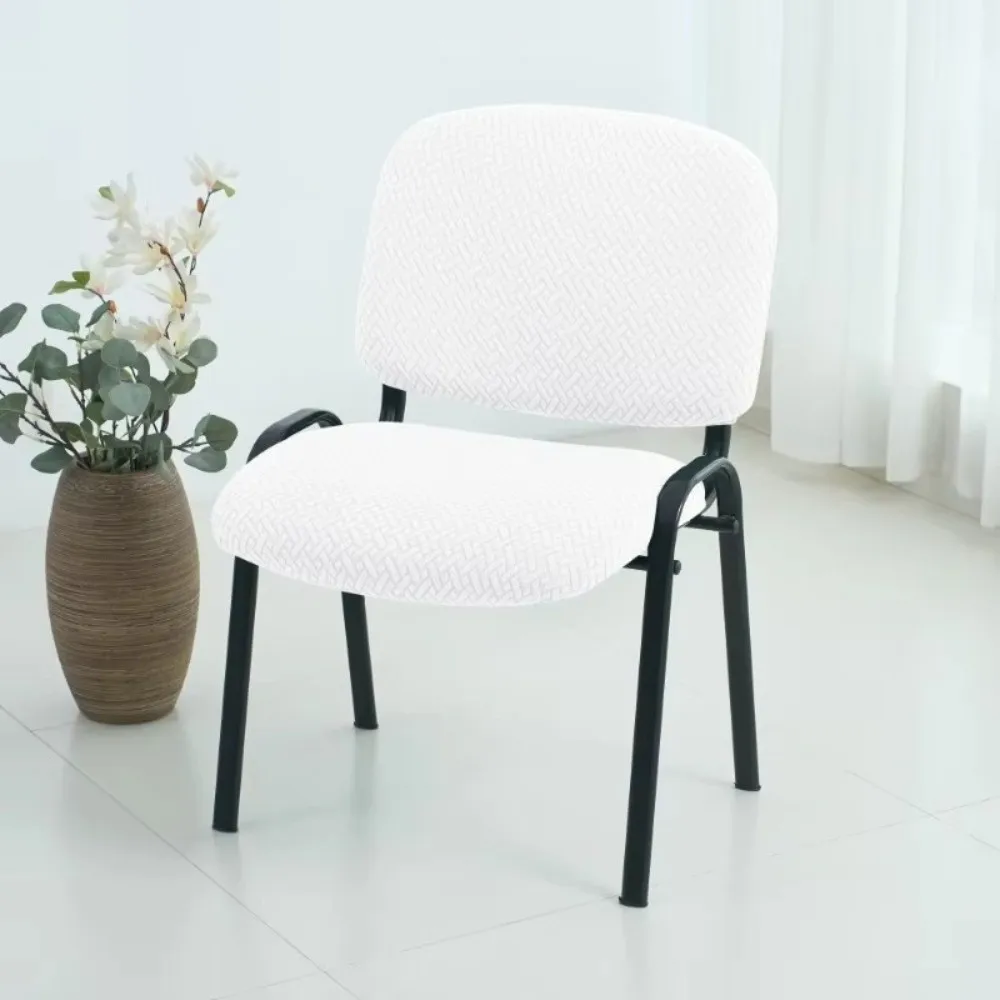 Jacquard Split Low Back Chair Covers Elastic Solid Color Computer Chair Slipcovers Dustproof Full Prortection