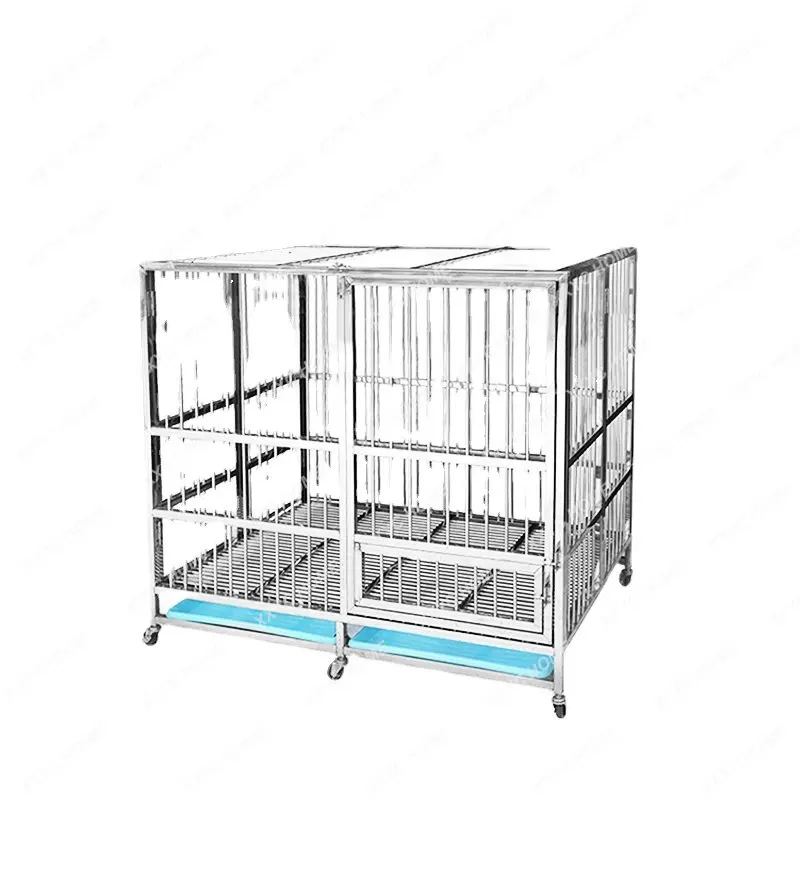 Stainless Steel Dog Crate Medium Large Dog Pet Cage Encryption Full Welding Bold Thickening plus Size Dog Cage