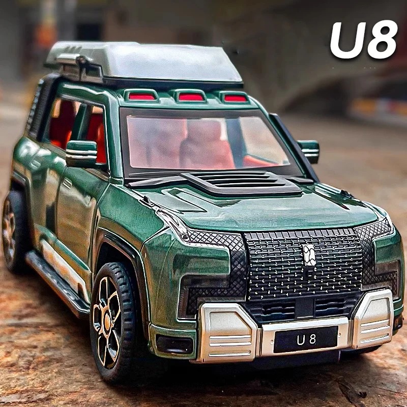 子供のための鋳造合金おもちゃの車,光と音の収集品,1:24,BYD-SUV