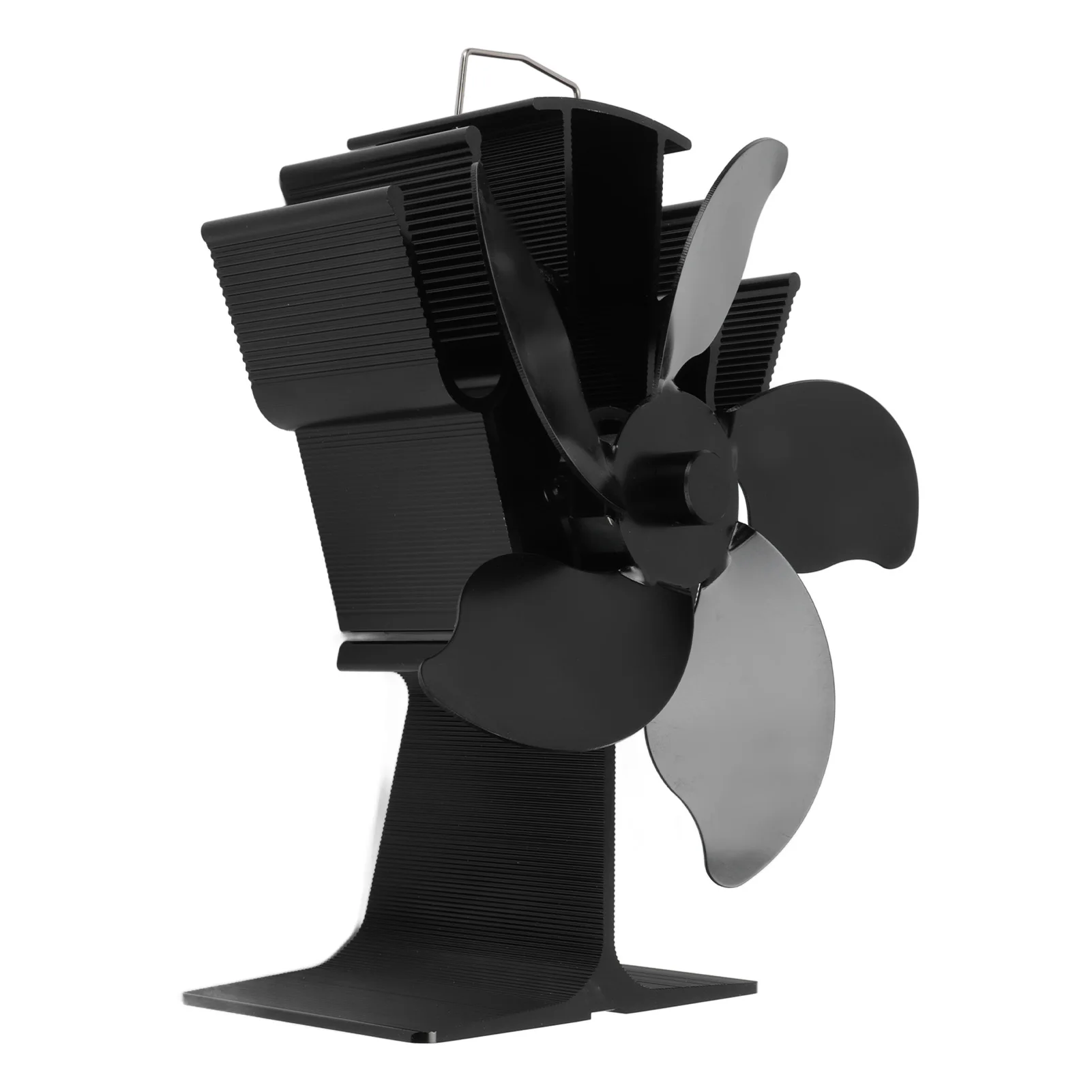비 전기 벽난로 팬, 열 구동 스토브 팬, 고온 저항, 5 블레이드, 거실용 블랙