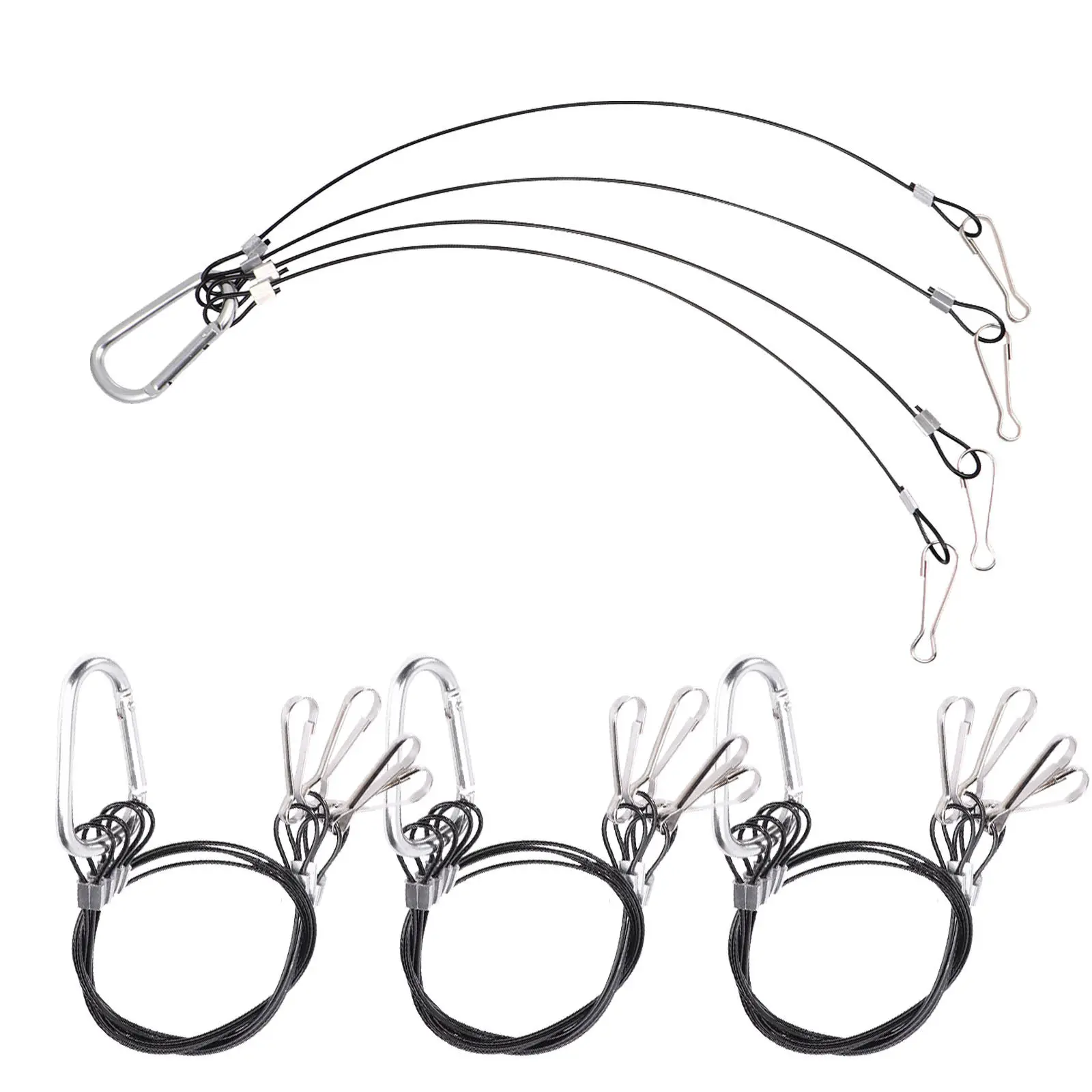 

4Pcs Steel Safety Rope Hangers for Plant Grow Lights 1.5mm Thick 400Mm Long Heavy Duty Hanging Kit Compatible with Most Brackets