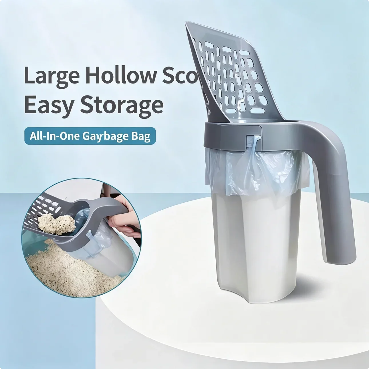 All‑In‑One Cat Litter Bin With Disposable Garbage Bags Portable Odor Proof Cat Waste Storage Container No‑Touch Dirty‑Free Cat L