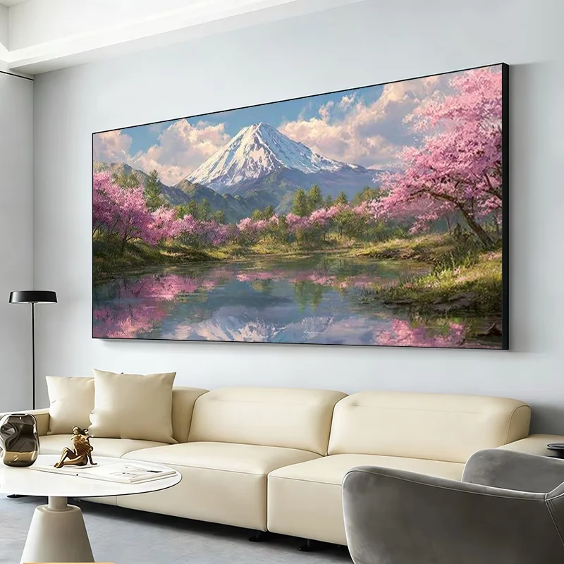 

Алмазная мозаика DIY: Цветы сакуры Кавагучико, Япония, гора Фудзи. Алмазная вышивка, полная выкладка, ручная работа, декор для дома.