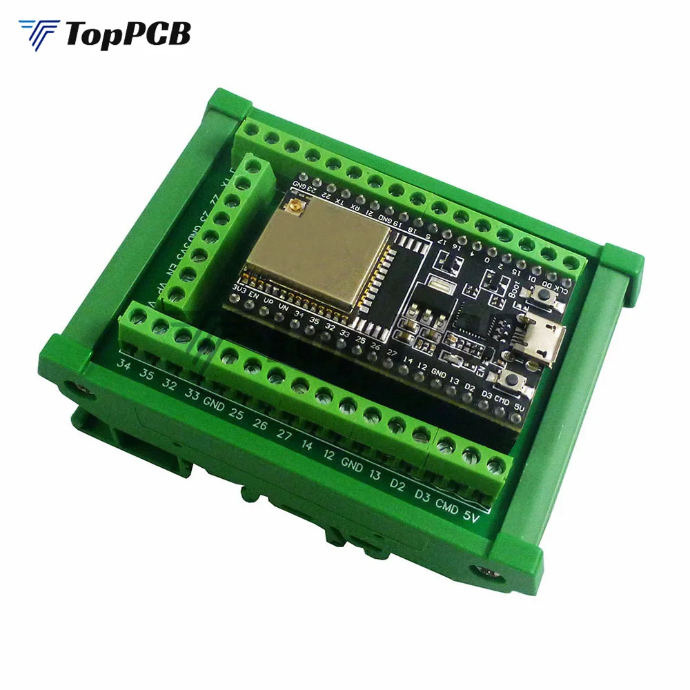 DIN Rail Mount Screw Terminal Block Adapter Module 3.96 Connector For ESP32S ESP-WROOM-32 DevKitC ESP32 WIFI Ethernet PLC