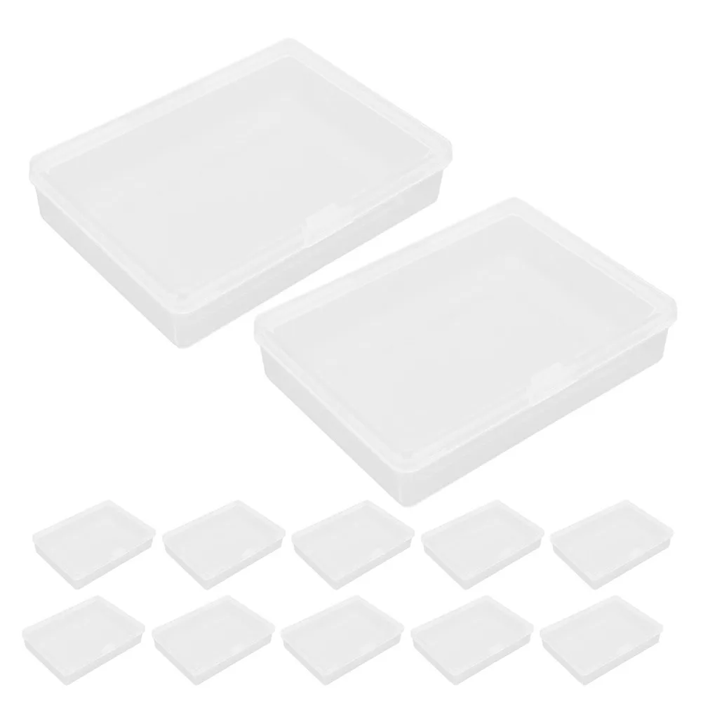 12Pcs Plastic Card Storage Boxes Clear Rectangle Game Card Holders Hinged Lid Organizer for Playing Cards Trading Decks