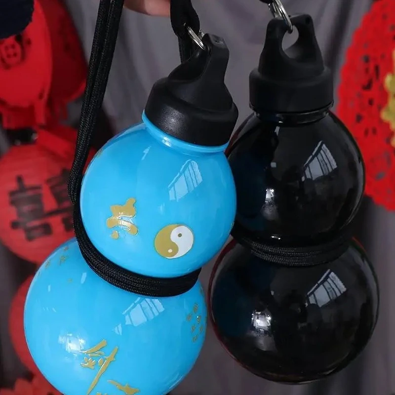 Tai Chi Chinese style gourd water bottle 750ML portable sticker DIY sports drink bottle large capacity