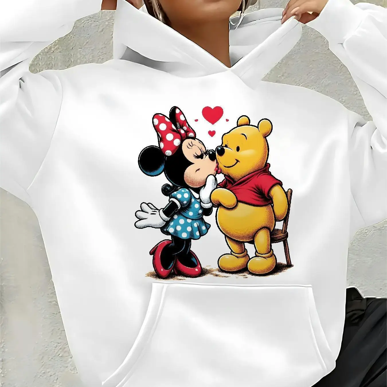 Disney Winnie The Pooh Damen Hoodie Herbst Winter Fleece Casual Unisex Pullover Sweatshirt Kleidung Hoody Übergroße Streetwear